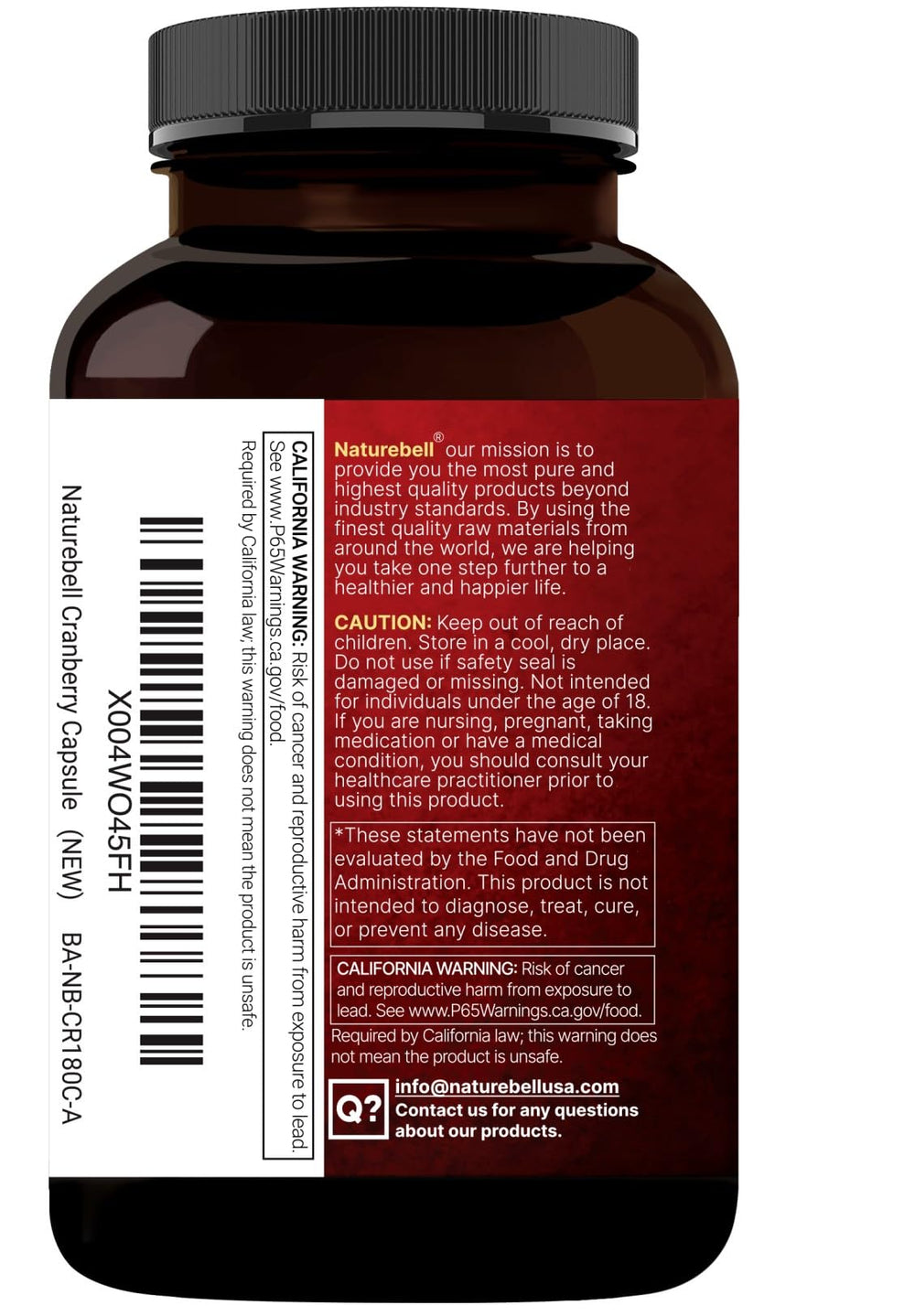 NatureBell non-GMO claim near ingredients list supports transparency.