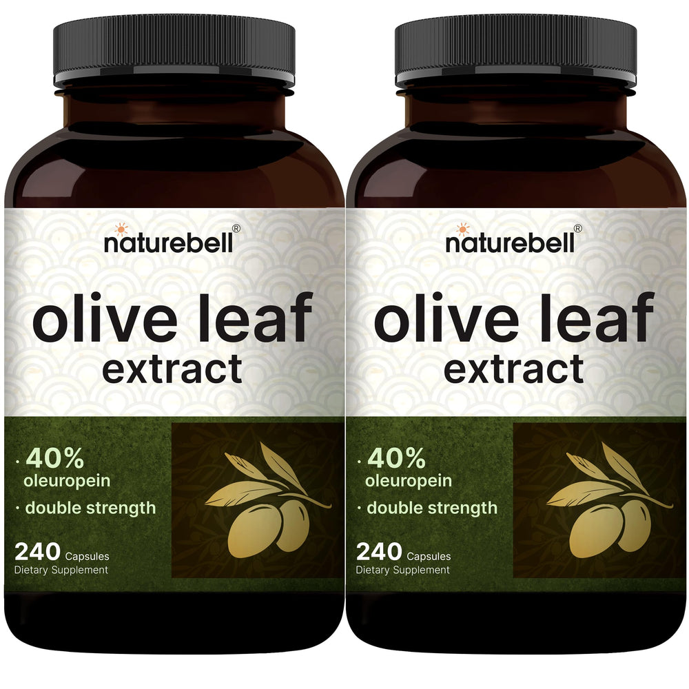 NatureBell Olive Leaf Extract bottle front with 2-pack for easy daily immune support.