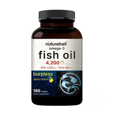 NatureBell Omega-3 bottle front with lemon flavor emphasis for daily heart and brain support