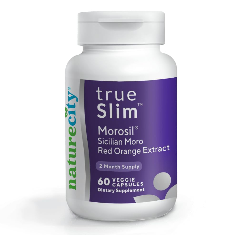 NatureCity True-Slim Morosil bottle being poured for daily fat management routine