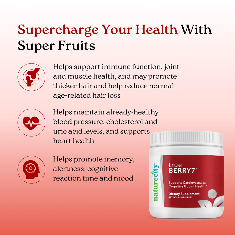 NatureCity TrueBerry7 elderberry extract close-up for immune-friendly flavor.