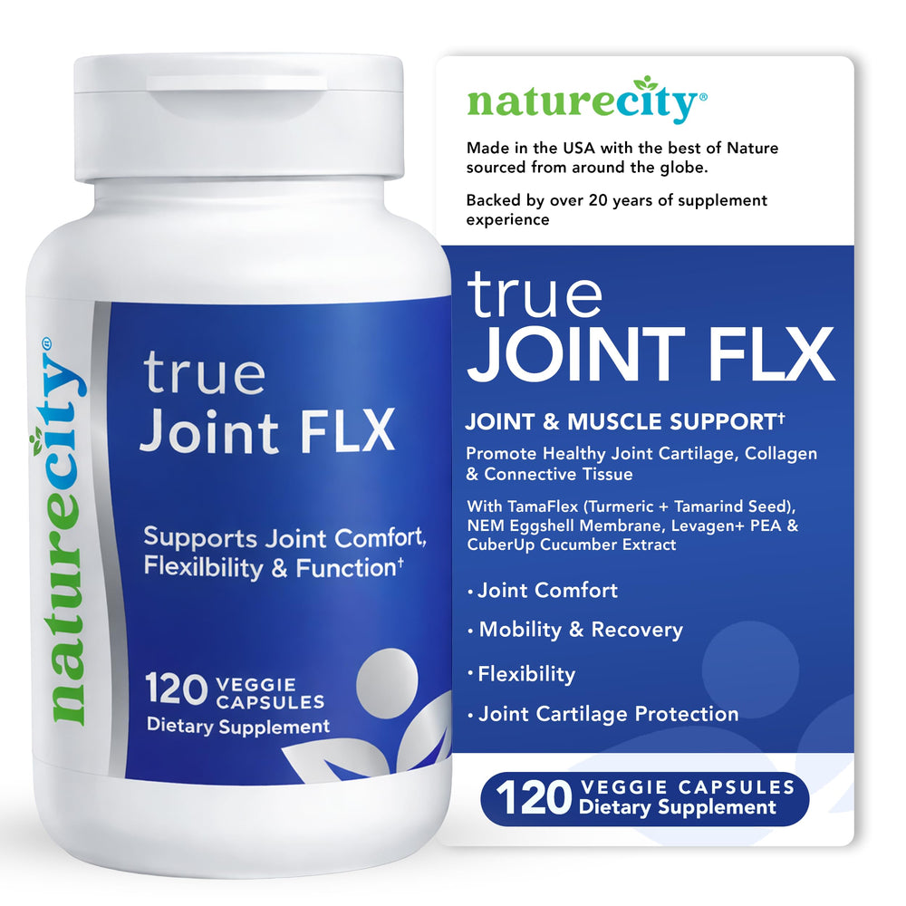 NatureCity TrueJoint FLX bottle shown for daily joint support.