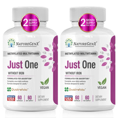NatureGenX Just One Daily bottle showing a complete methylated multivitamin for daily support