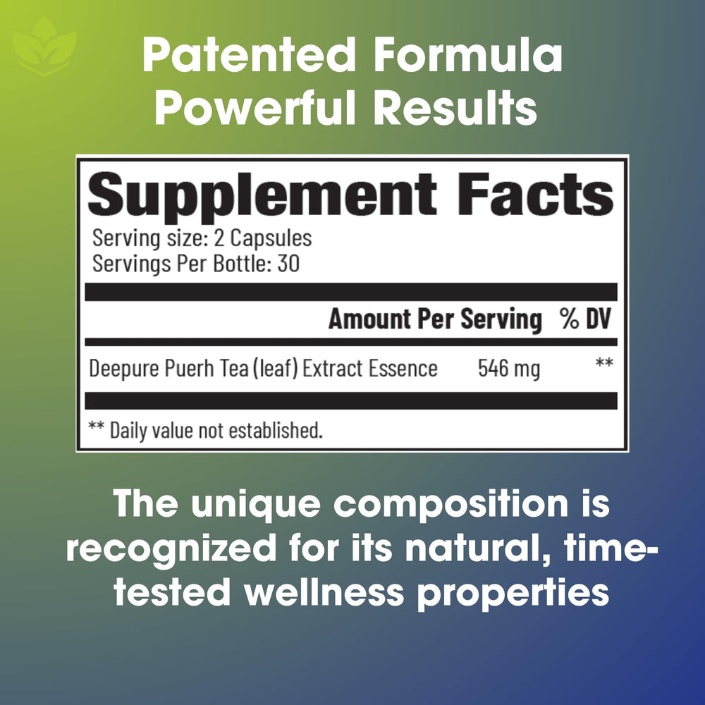 NatureKue Metabolism Deepure tea extract visual highlighting natural, plant-based support