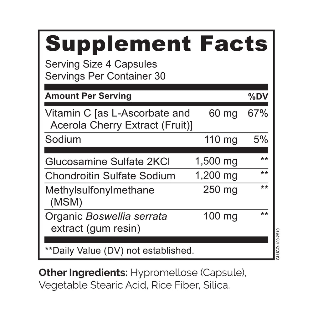 Naturelo Boswellia Vitamin C label emphasizes botanicals supporting cartilage nourishment