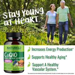 Naturelo CoQ10 ingredients panel featuring botanical extracts