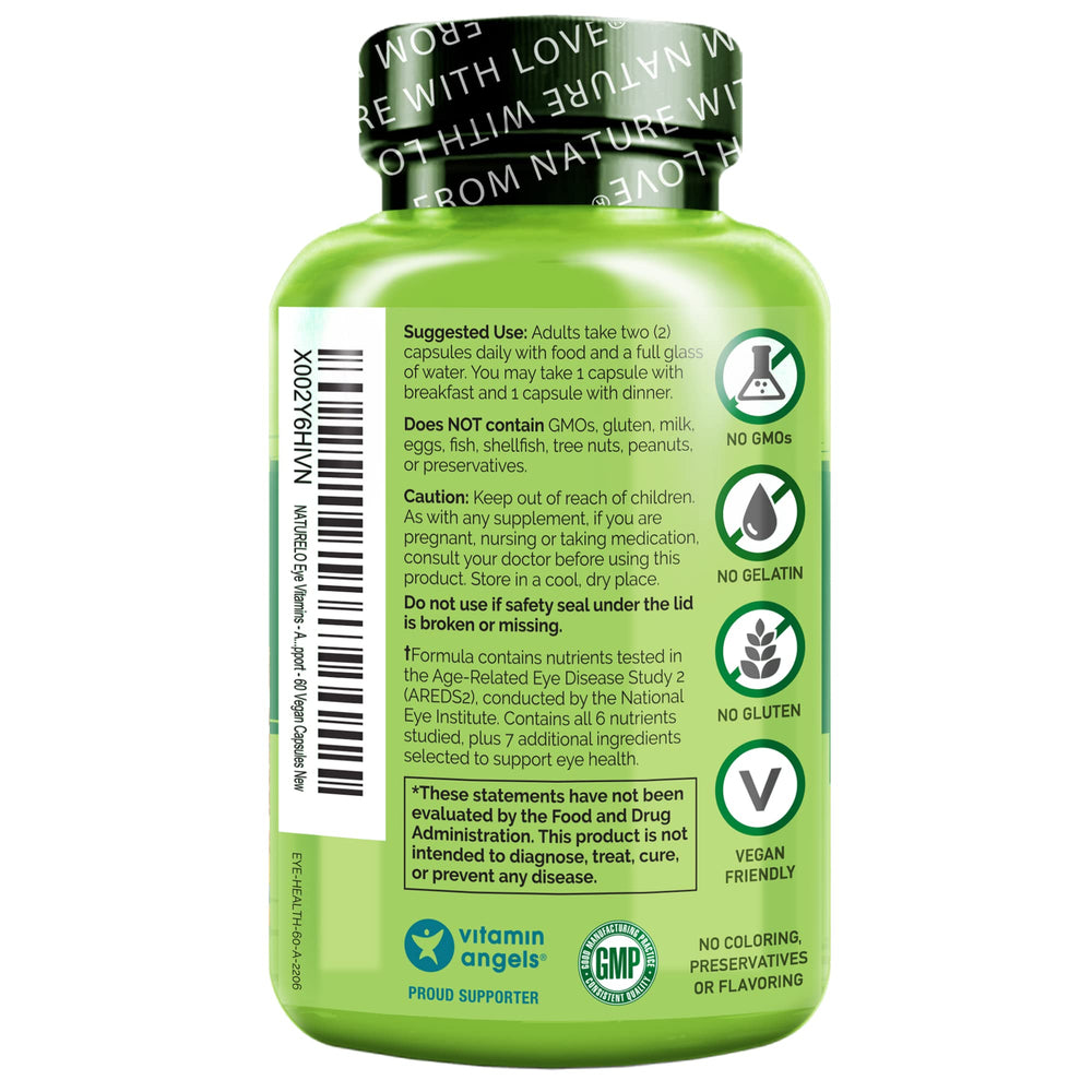 Naturelo Eye Vitamins daily usage shows taking capsules with a meal