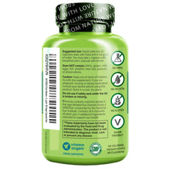 Naturelo Eye Vitamins daily usage shows taking capsules with a meal