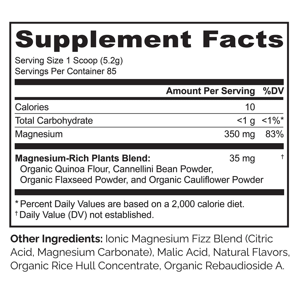 Naturelo Magnesium Powder flaxseed and quinoa ingredients, plant-based magnesium sources.