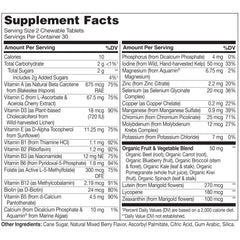 NATURELO organic fruits and vegetables blend shown on label for natural nutrition.
