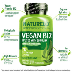 Naturelo vegan B12 capsules ready for daily plant-based B12 intake