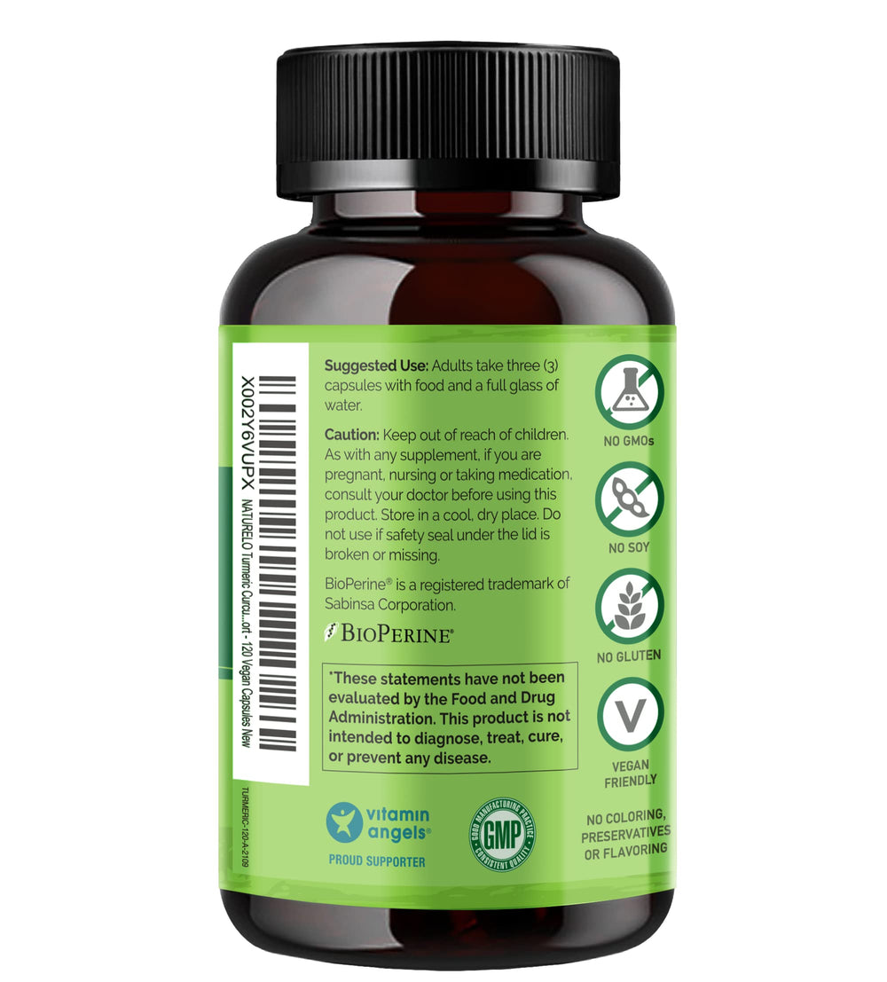 Naturelo vegan capsules display non-GMO formulation.