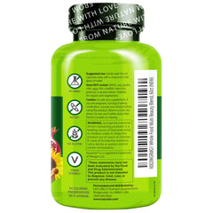 Naturelo Vegan-friendly label emphasizing no GMOs, gluten, dairy, or soy.