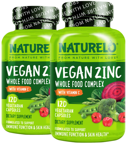 Naturelo Vegan Zinc Immune bottle close-up highlighting clean labeling and plant-based zinc.