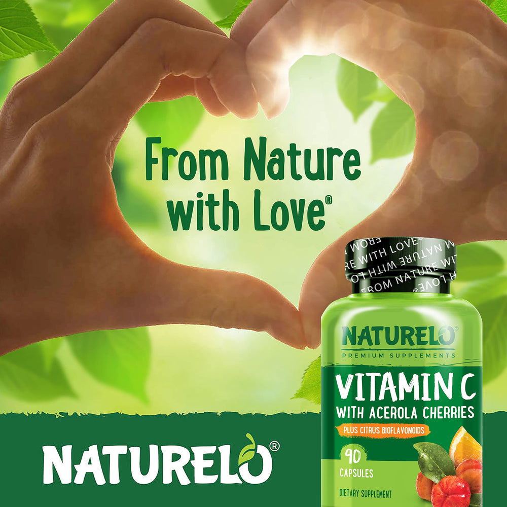 Naturelo Vitamin C bottle pour demonstrates a simple daily ritual.