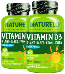 Naturelo Vitamin D bottle with lichen-based D3 label, signaling immune support.