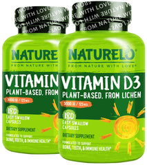 Naturelo Vitamin D3 5000 IU bottle supports immune health and bone maintenance.