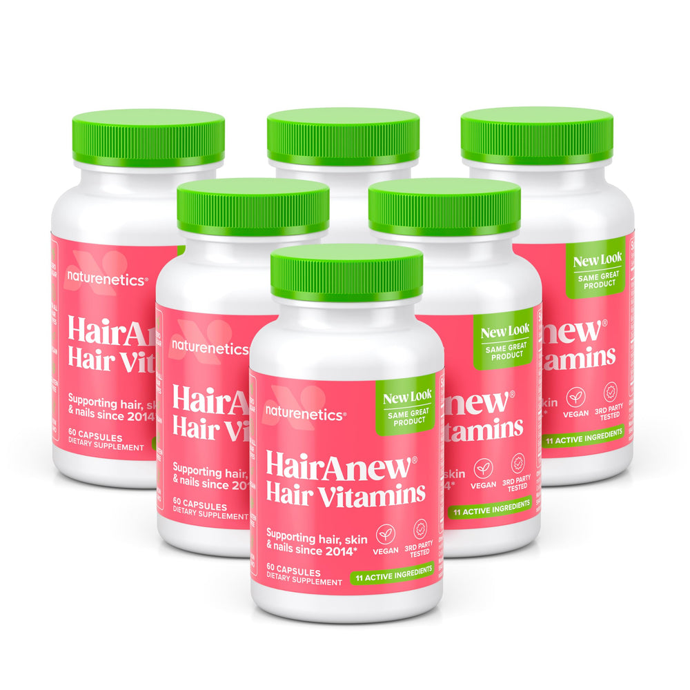 Naturenetics HairAnew bottle front with capsules for daily hair health
