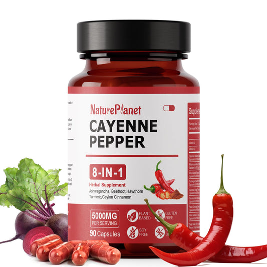 NaturePlanet Vascu Flow Cayenne Capsules bottle with 90 capsules for circulation support.