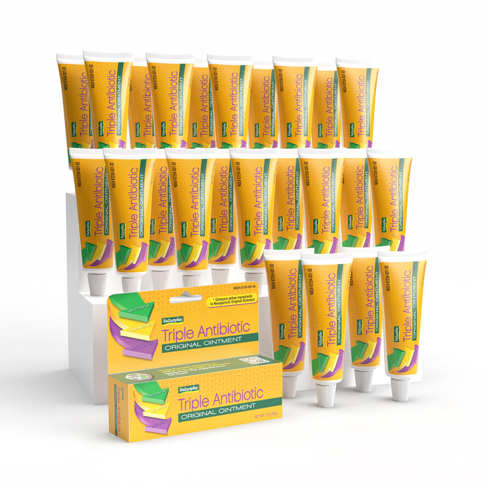 Natureplex Triple Antibiotic Ointment 1oz tube label close-up for minor wounds