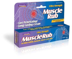 Natureplex Ultra Strength Muscle Rub bottle back label showing usage directions.