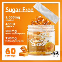 Natures Aid Colostrum Chews 60 wraps for on-the-go daily use.