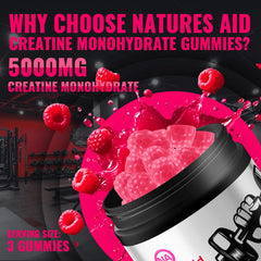 Natures Aid Creatine Gummies gummies-closeup highlighting texture and color.
