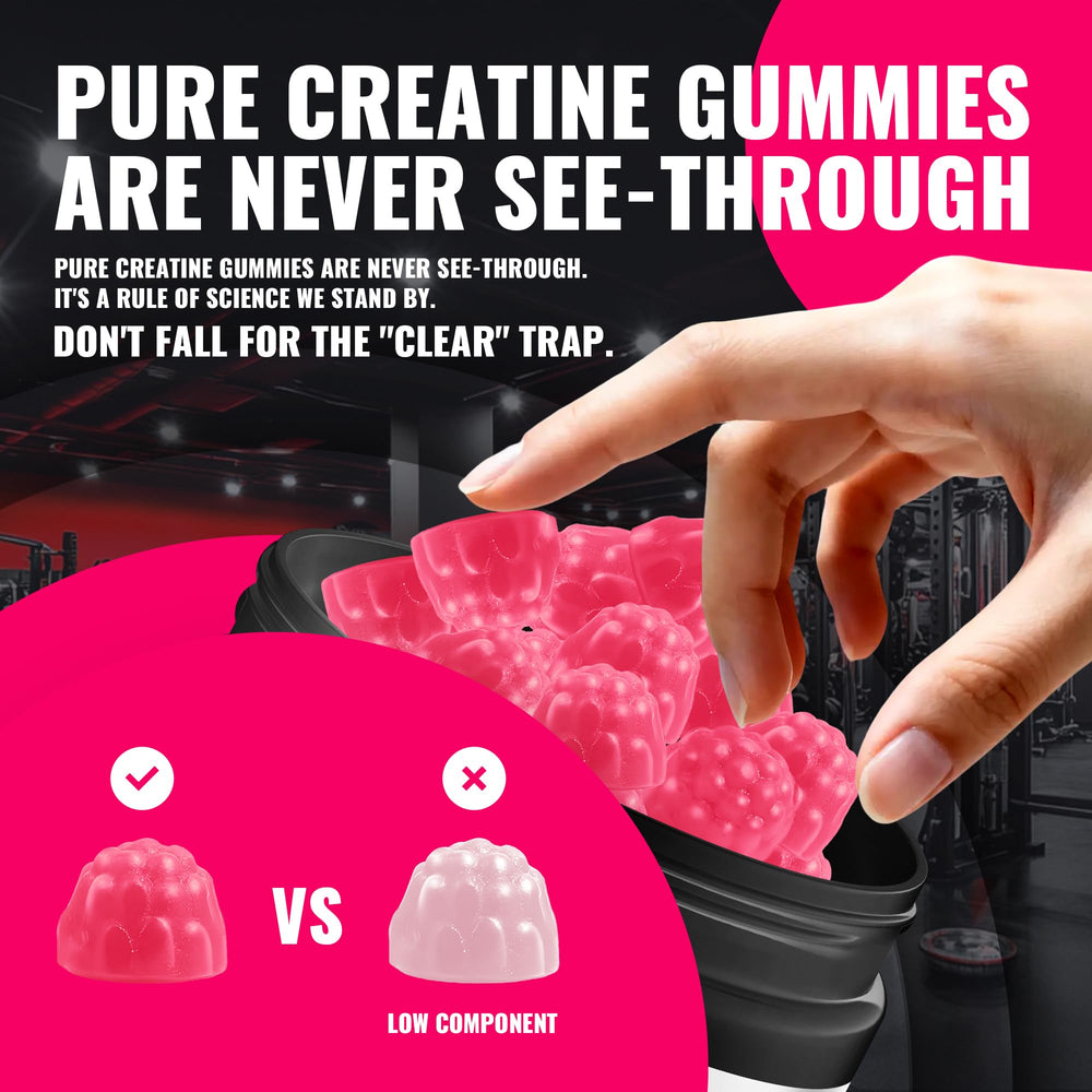 Natures Aid Creatine Gummies raspberry flavor close-up with appealing taste.