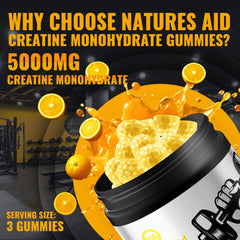 Ingredient list on Natures Aid Creatine Gummies packaging
