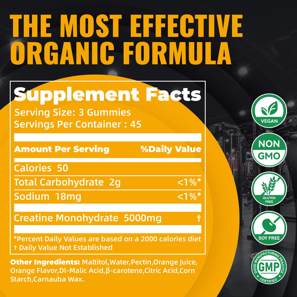 Natures Aid Creatine Gummies orange flavor for refreshing taste