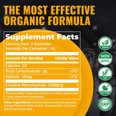 Natures Aid Creatine Gummies orange flavor for refreshing taste