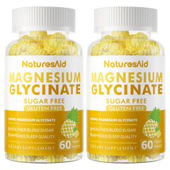 Natures Aid magnesium glycinate gummies 1000mg pineapple bottle: convenient daily support for mood and sleep