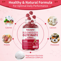 Nature's Aid bottle label highlights 1200mg magnesium glycinate