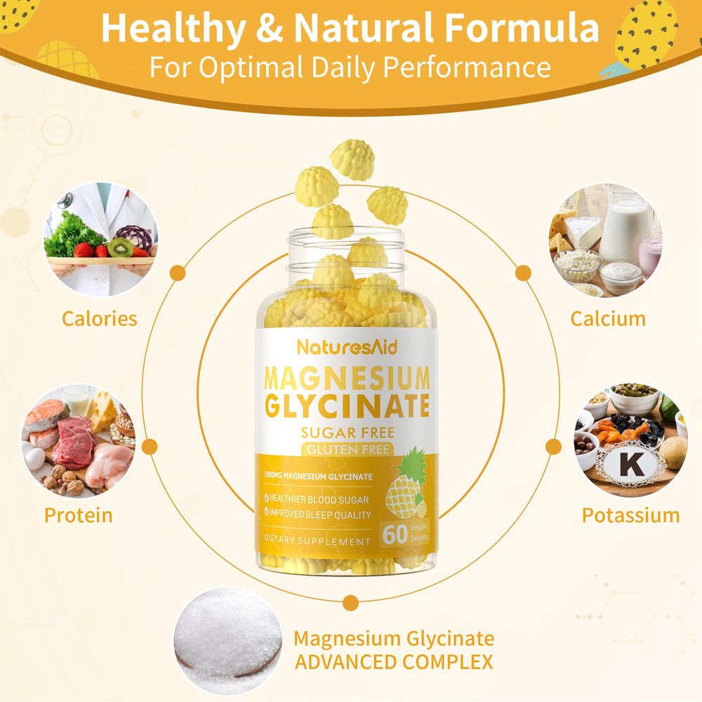 Natures Aid magnesium glycinate gummies texture: soft chews with pineapple flavor