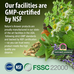 Packaging of Nature's Answer Echinacea and Goldenseal emphasizing purity and certifications