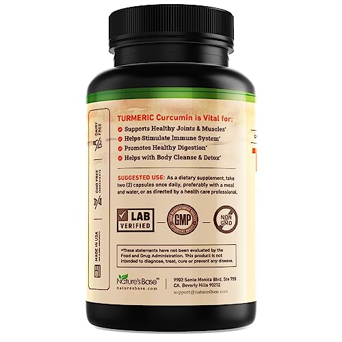 Nature's Base turmeric and ginger capsules shown for easy, daily dosing.