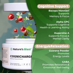 Guarana extract highlight for natural energy and focus in CogniCharge