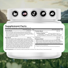 NATURES BLAST Greens Superfood Powder scoop shows simple measurement for smoothies.