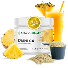 NATURES BLAST Lymph Go bottle-front highlighting tropical blend for everyday lymph support