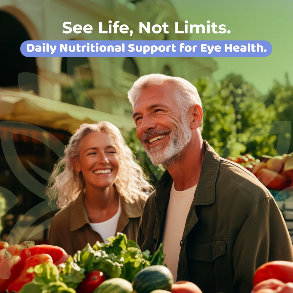Vegan, non-GMO, gluten-free SightMax badge signals dietary inclusivity.
