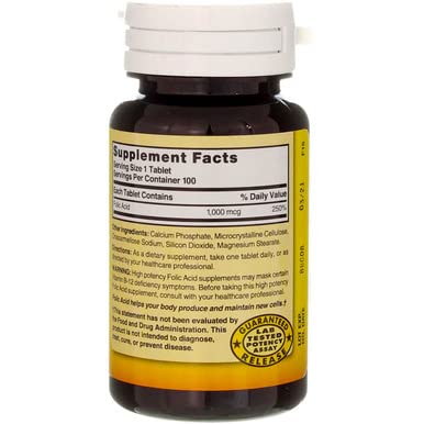 Nature's Blend Folic Acid 4-pack stored on a pantry shelf for convenience.