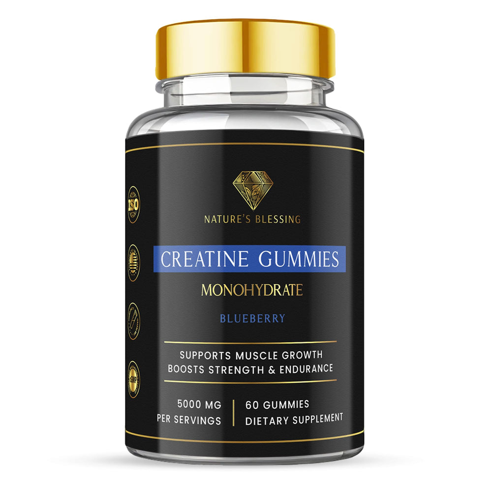 Nature's Blessing Creatine Gummies bottle for convenient muscle support.