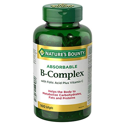 Nature's Bounty Absorbable B-Complex softgels front view, easy daily supplement.