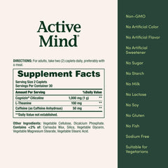 Nature's Bounty Active Mind stack with bottle and box for daily routine.