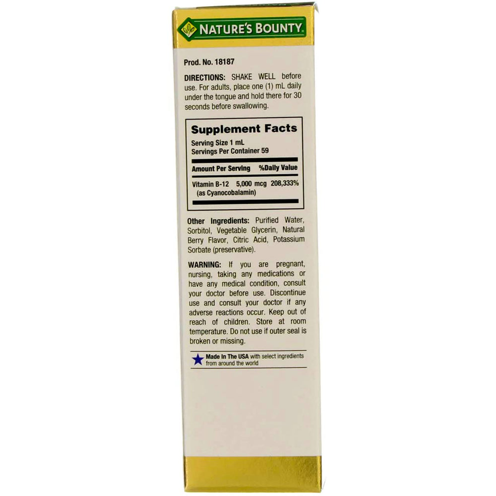 Nature's Bounty B-12 berry-flavored liquid drops for daily use