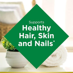 Nature's Bounty Biotin ultra-strength packaging back highlighting potency and quality