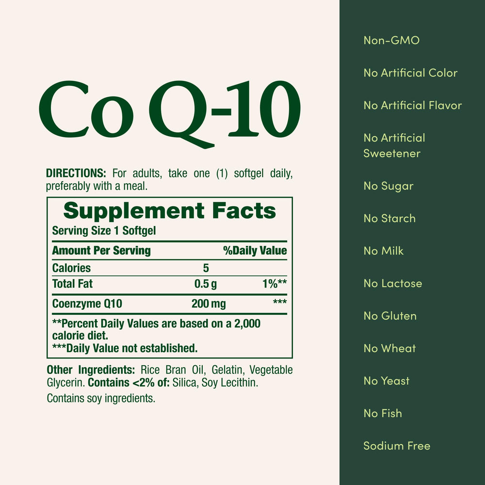Nature's Bounty CoQ10 softgels packaging communicates convenient daily use.