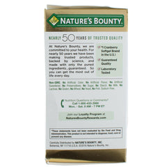Nature's Bounty cranberry bottle highlighting bladder health support feature.