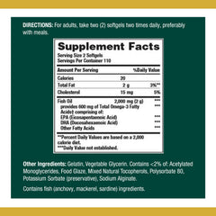 Nature's Bounty Fish Oil 1000 mg label highlights potency and serving size