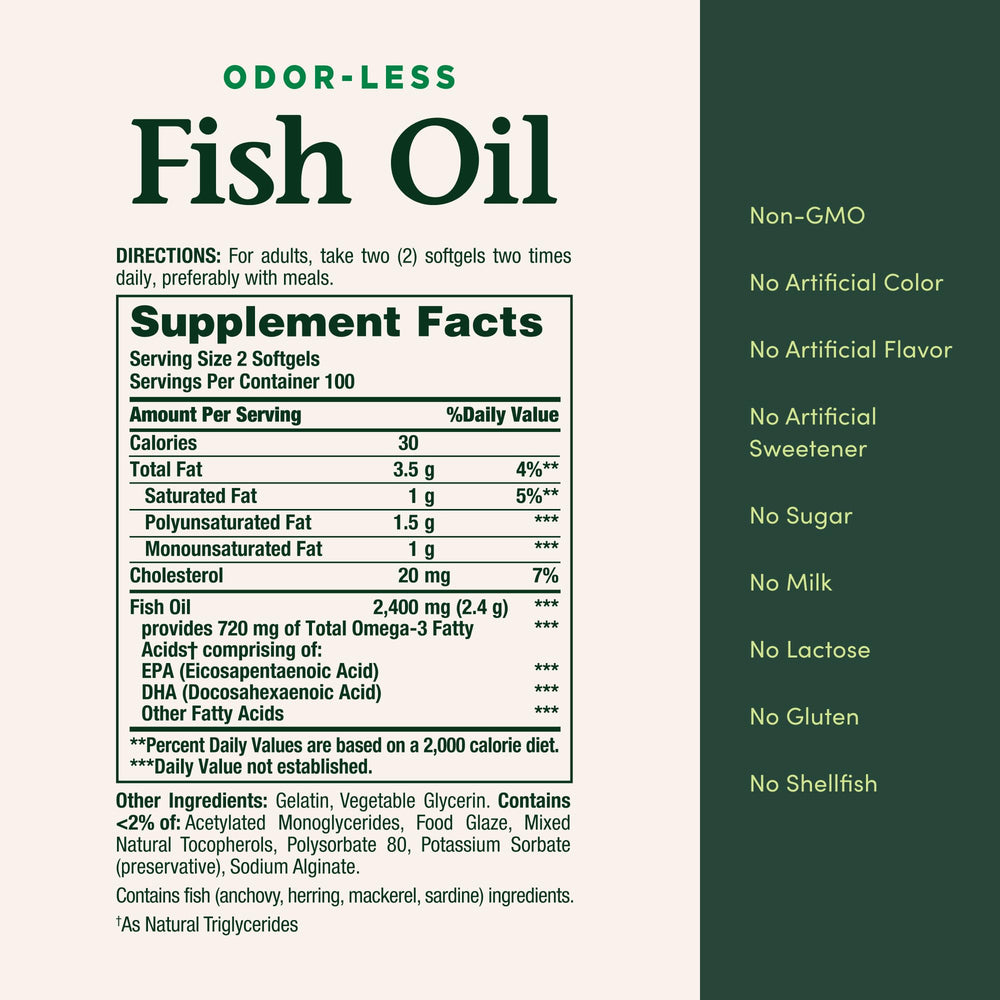 Pouring Nature's Bounty Fish Oil softgels for daily omega-3 intake